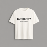 Burberry Logo Print Cotton Drop Shoulder – (Color-White)