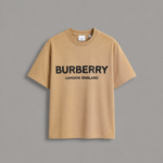 Burberry Logo Print Cotton Drop Shoulder – (Color-Beige)