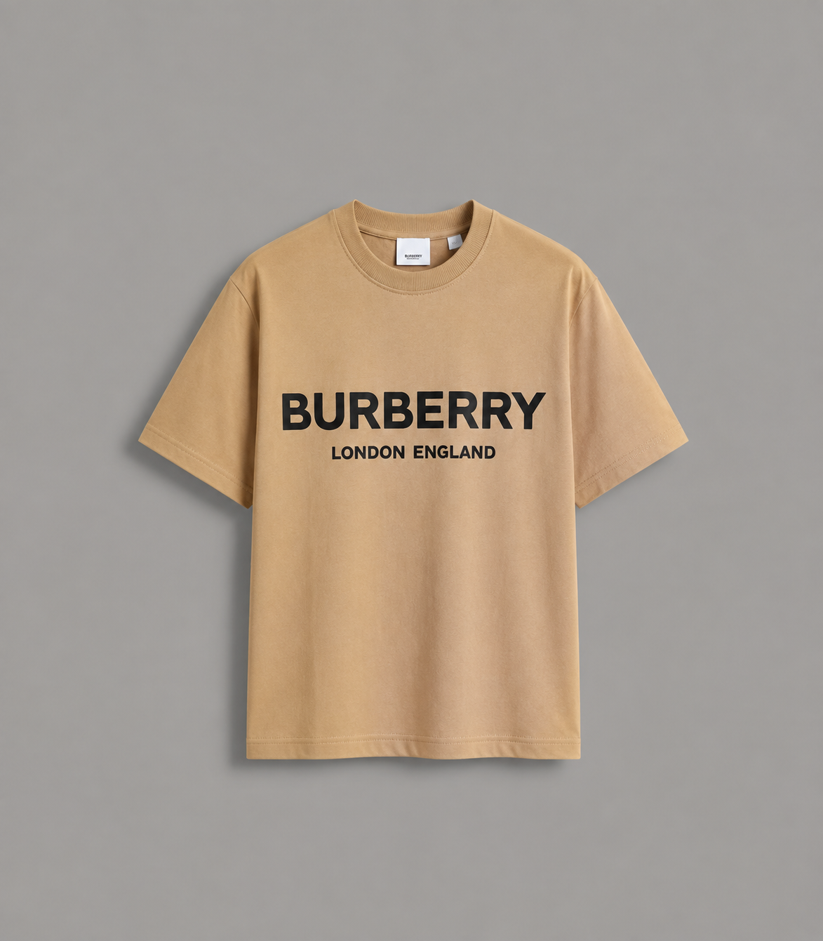 Product image Burberry Logo Print Cotton Drop Shoulder – (Color-Beige) - Image 1